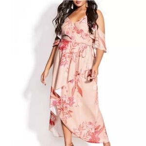 City Chic Elegant Ruffle Maxi dress. Beatiful floral with off shoulder design.